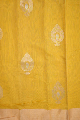 Bavanchi Border Sunflower Yellow Kora Silk Cotton Saree
