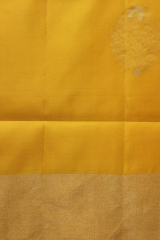 Bavanchi Border With Floral Zari Buttas Mango Yellow Soft Silk Saree