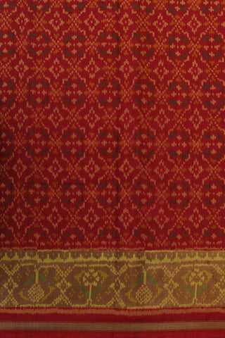 Zari Border With Geometric Pattern Red Patola Silk Saree