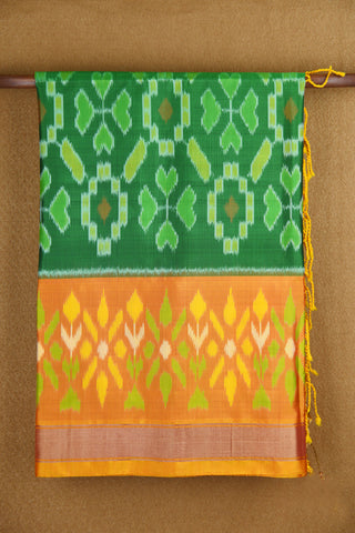 Ikat Design Green Soft Silk Saree