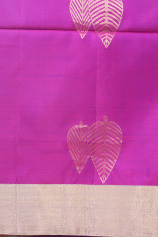 Bavanchi Border With Leaf Zari Buttas Purple Soft Silk Saree