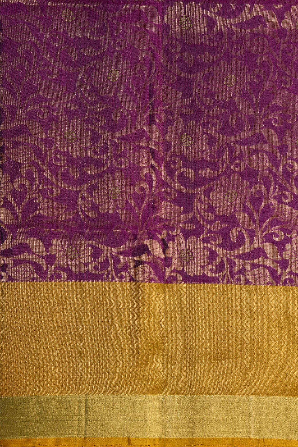 Bavanchi Border With Meenakari Work Floral Design Purple Soft Silk Saree