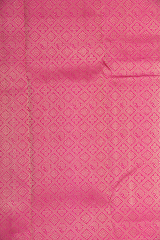 Muthu Seer Border With Silver And Gold Zari Bindi Buttis Magenta Pink Kanchipuram Silk Saree