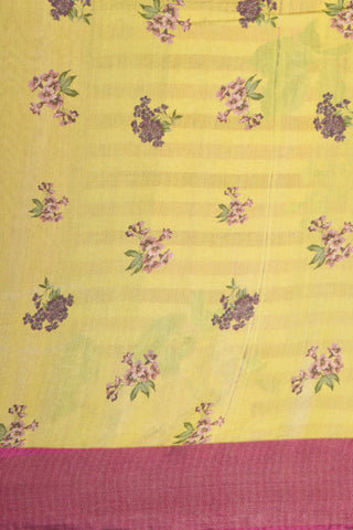 Bavanchi Border With Stripes And Botanical Digital Printed Multicolor Soft Tussar Silk Saree