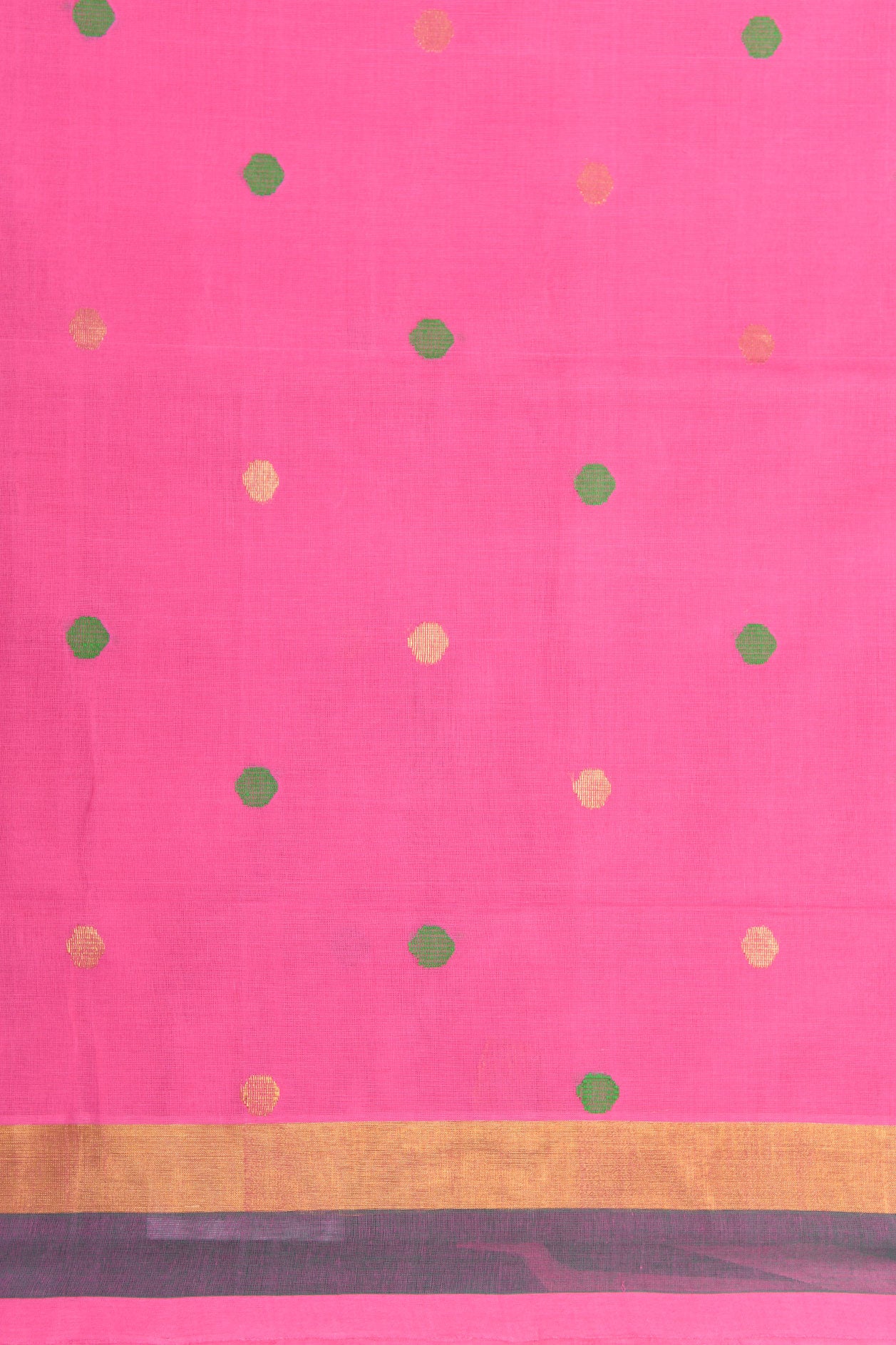 Bavanchi Border With Thread And Zari Dots Hot Pink Venkatagiri Cotton Saree