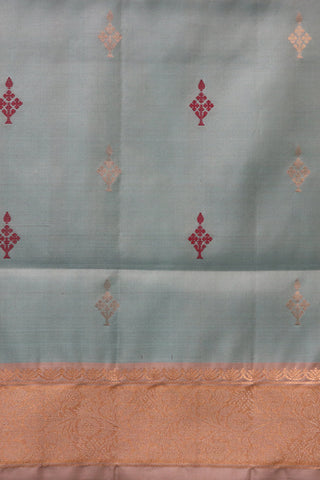 Bavanchi Border With Thread Work Buttis Pastel Blue Soft Silk Saree