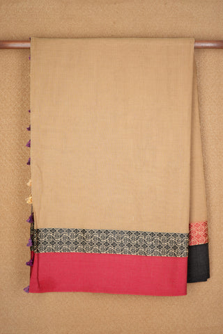 Ganga Jamuna Border Plain Tan Color Bengal Cotton Saree