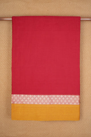 Floral Design Threadwork border Plain Scarlet Red Bengal Cotton Saree