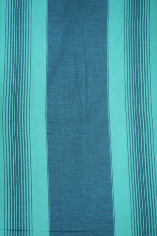 Floral Design Threadwork Border Turquoise Blue Bengal Cotton Saree