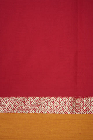 Floral Design Threadwork border Plain Scarlet Red Bengal Cotton Saree