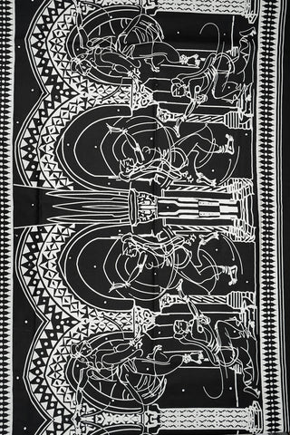 Bharatanatyam Design Black Printed Silk Saree