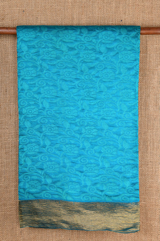 Floral Design Blue Raw Silk Saree