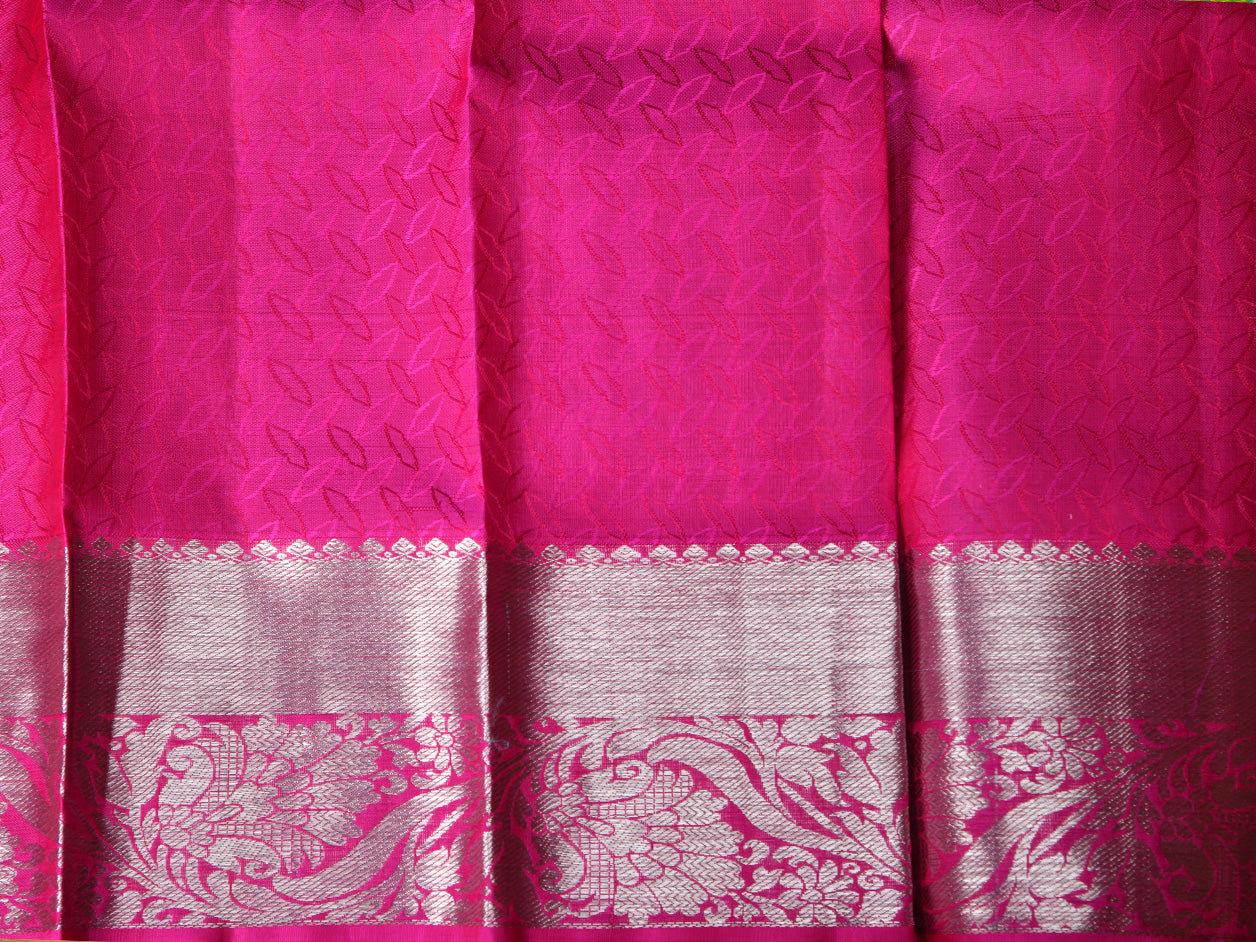 Big Border With Diamond Design Green Kanchipuram Silk Pavada Sattai Material
