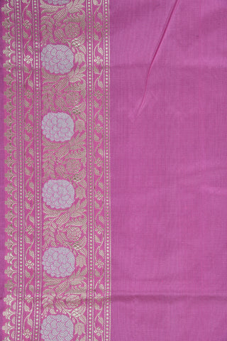 Floral Design Rose Pink Banaras Silk Saree