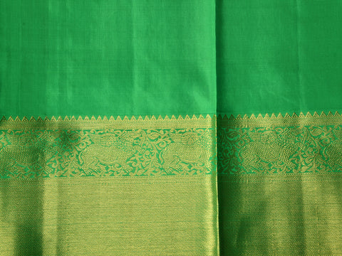 Big Border With Polka Dots Design Green Kanchipuram Silk Pavada Sattai Material