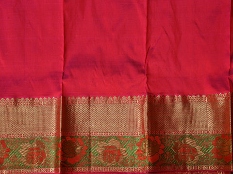 Big Border With Thilagam Motif Maroon Kanchipuram Silk Pavada Sattai Material