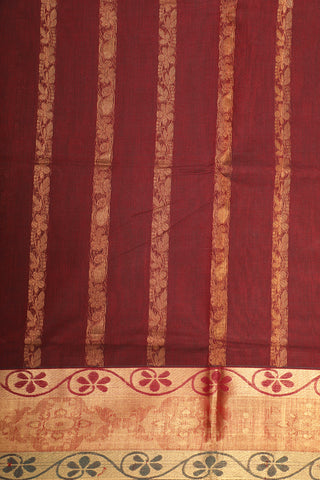 Zari Stripes Design Burgundy Maroon Venkatagiri Cotton Saree