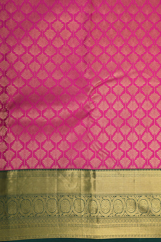 Big Contrast Border In Brocade Hot Pink Kanchipuram Silk Saree