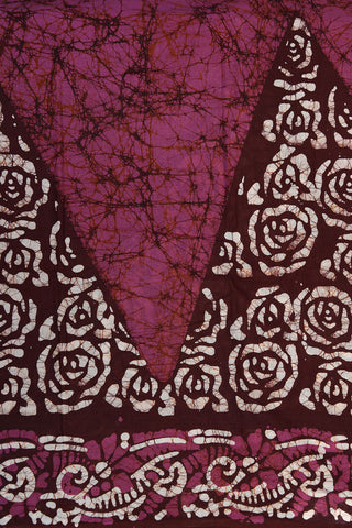 Big Contrast Border With Batik Printed Mauve Pink Cotton Saree