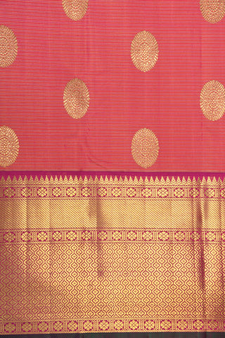 Big Contrast Border With Mandala Motif Pink Kanchipuram Silk Saree