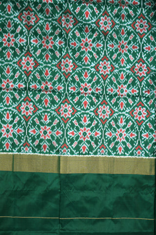 Big Contrast Ikat Border Royal Blue Pochampally Silk Saree