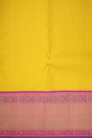 Big Contrast Korvai Border Lemon Yellow Kanchipuram Silk Saree