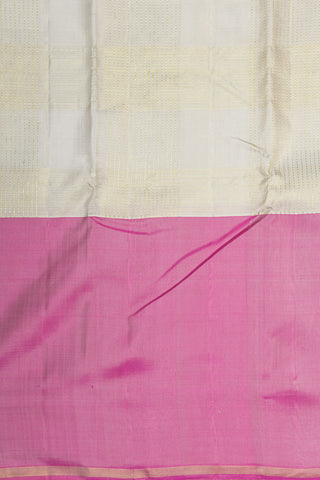 Big Contrast Muthu Seer Border With Zari Stripes Off White Kanchipuram Silk Saree