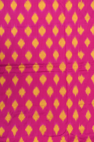 Big Contrast Temple Border In Plain Yellow Pochampally Silk Saree