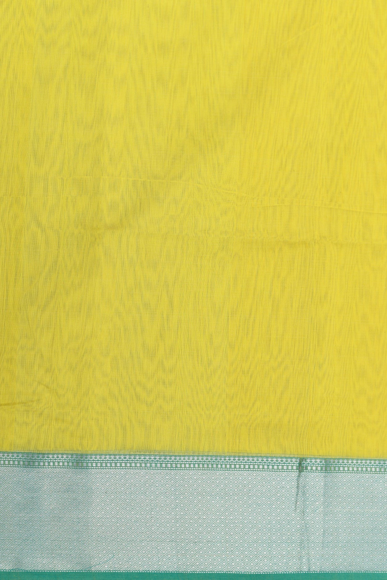 Contrast Zari Border In Plain Lemon Yellow Maheswari Silk Cotton Saree