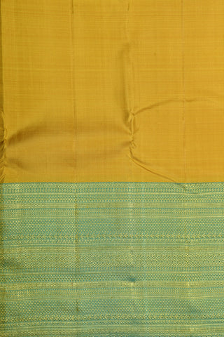 Big Contrast Zari Border In Plain Mango Yellow Kanchipuram Silk Saree