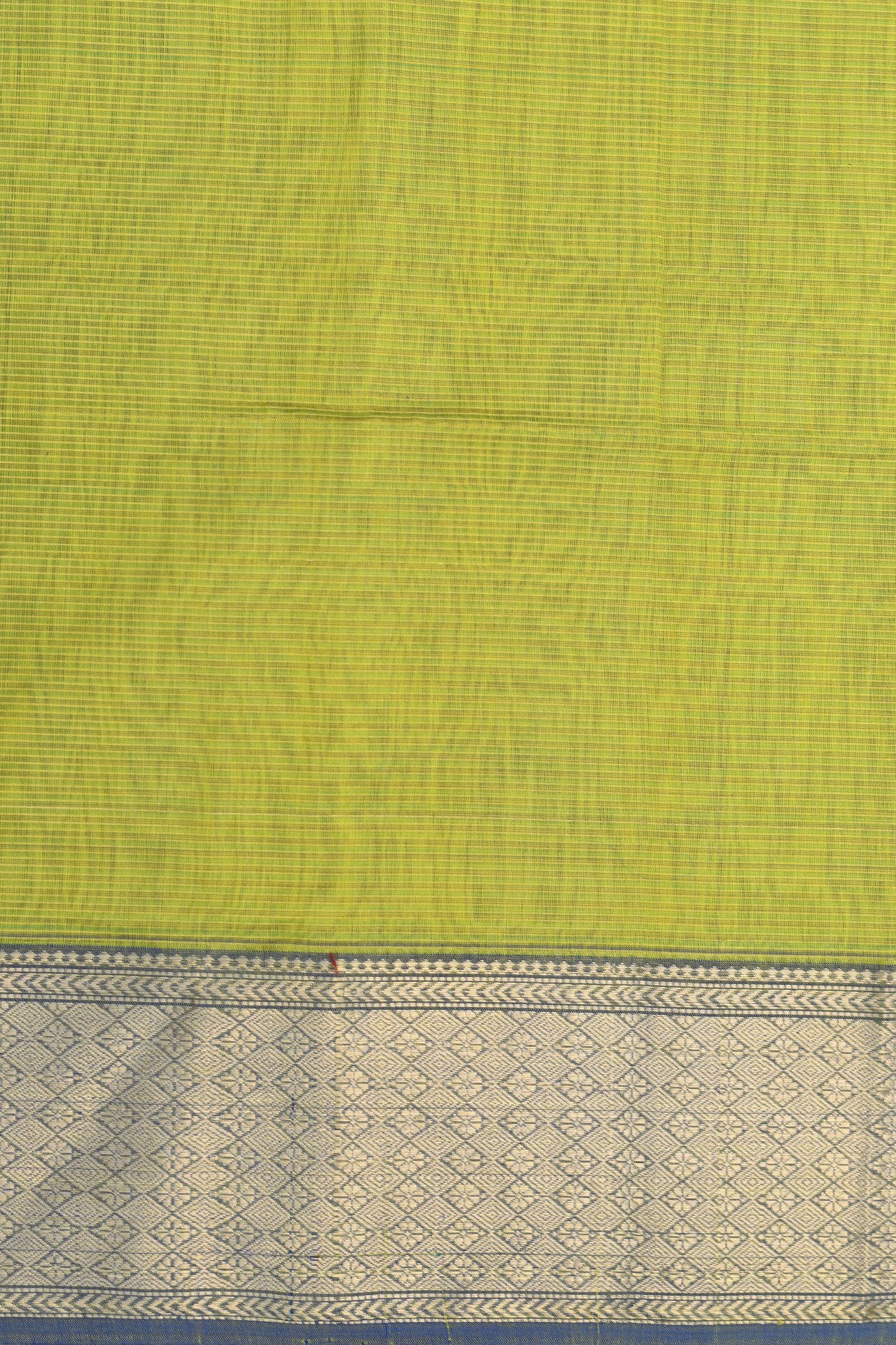 Big Contrast Zari Border In Stripes Lime Green Maheswari Silk Cotton Saree