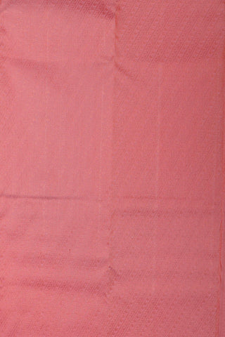 Big Copper Zari Border With Creepers Design Salmon Pink Kanchipuram Silk Saree