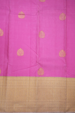 Big Ivory Border Lotus Pink Kanchipuram Silk Saree