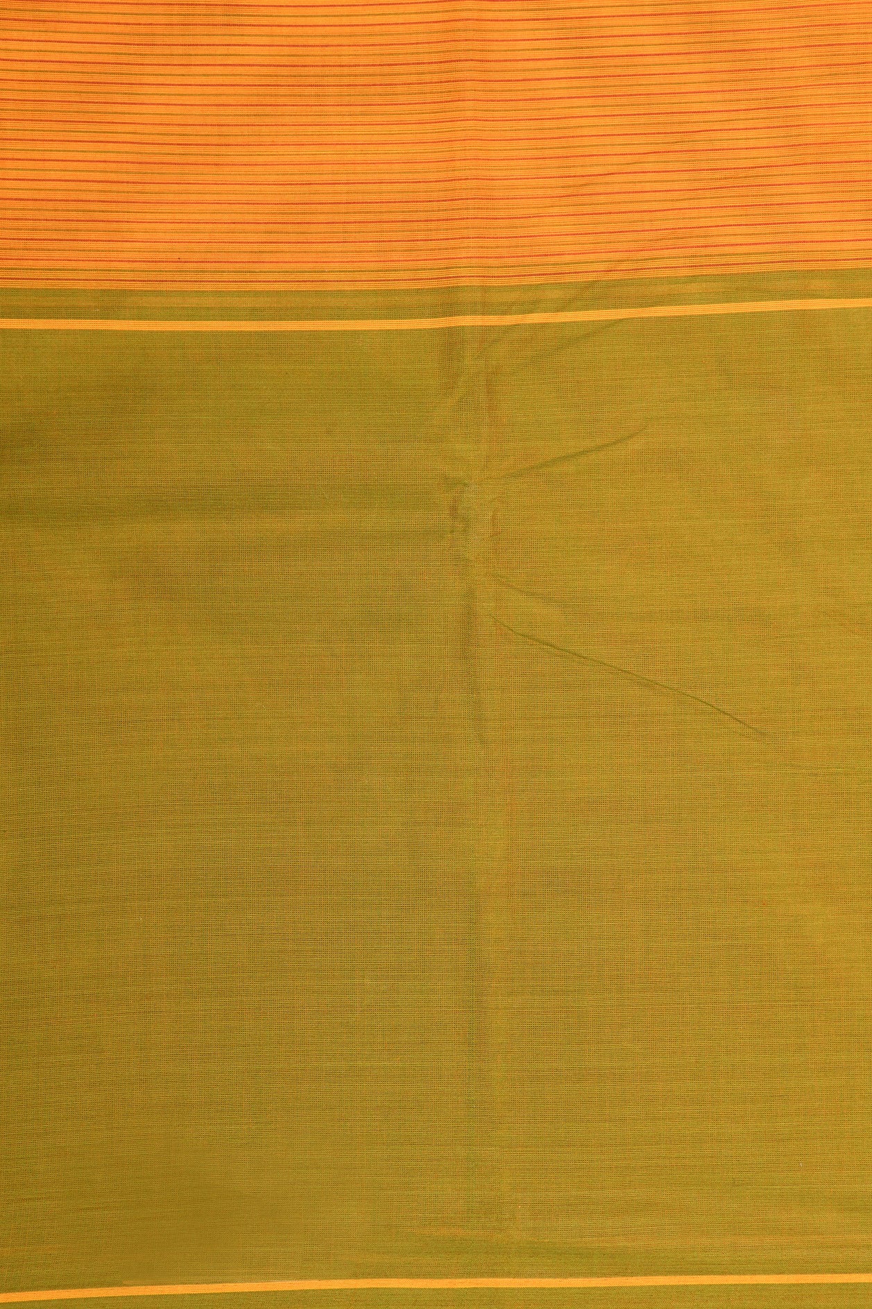 Big Plain Border In Stripes Marigold Orange Chettinad Cotton Saree