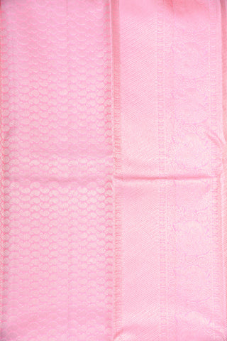 Big Silver Zari Border In Brocade Baby Pink Kanchipuram Silk Saree