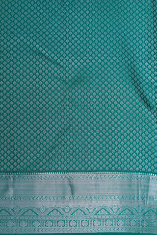 Big Silver Zari Border With Brocade Bindi Buttis Green Kanchipuram Silk Saree