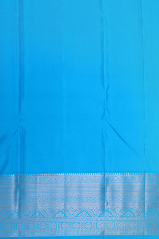 Big Silver Zari Border With Brocade Bindi Buttis Sky Blue Kanchipuram Silk Saree
