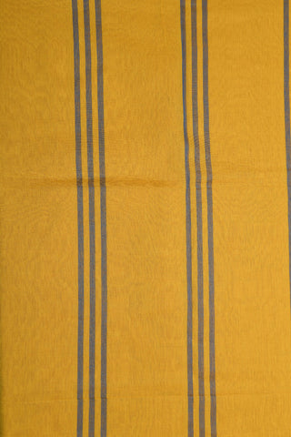 Big Thread Work Border In Plain Mango Yellow Bengal Cotton Saree