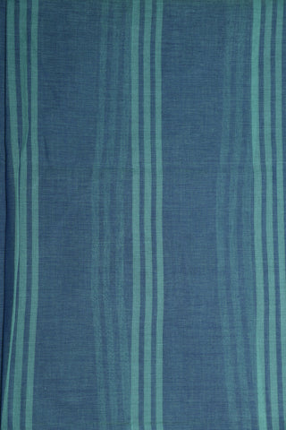 Big Thread Work Border In Plain Stone Blue Bengal Cotton Saree