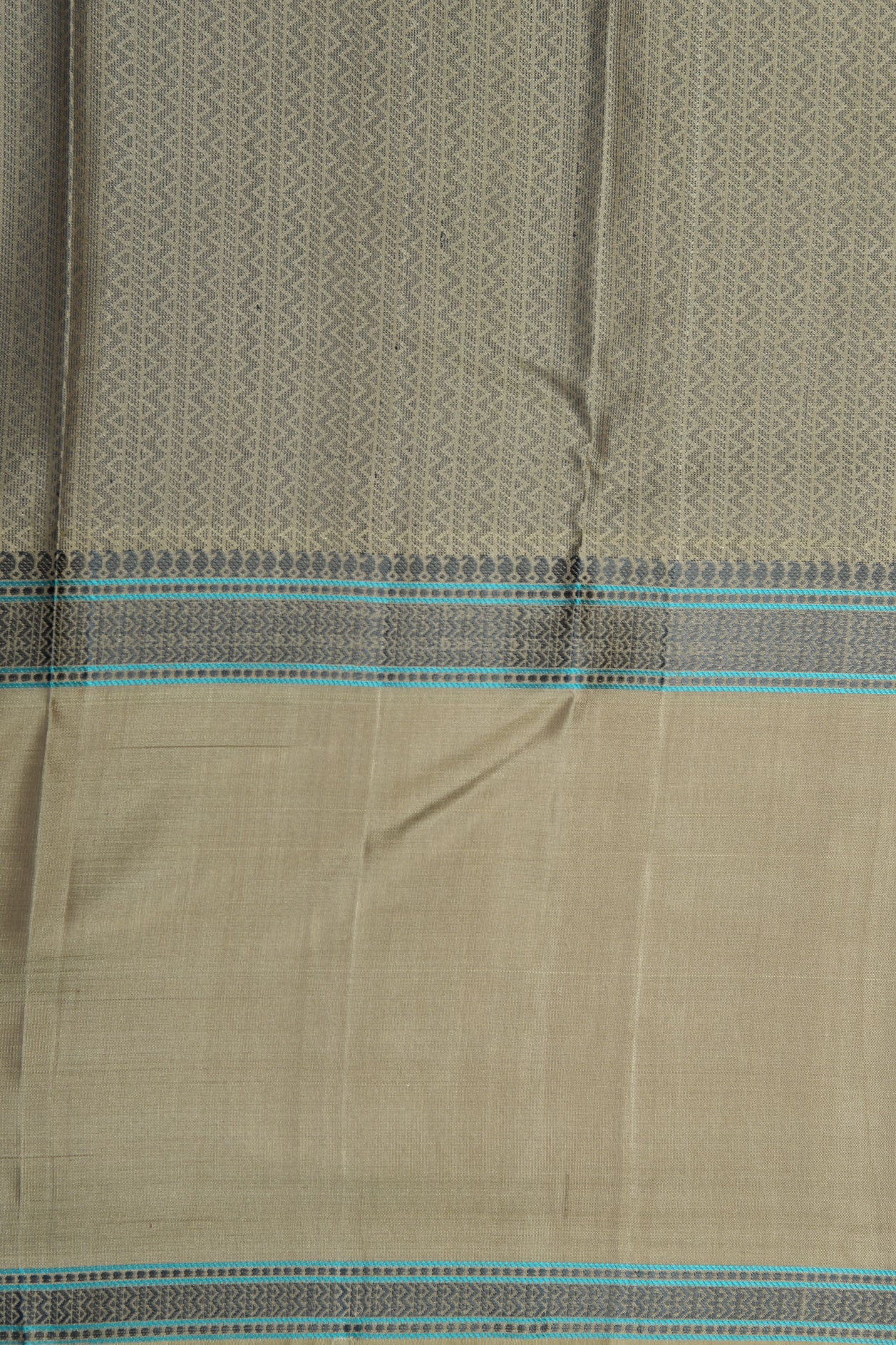 Big Thread Work Border In Stripes Fog Grey Kanchipuram Silk Saree