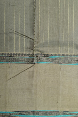 Big Thread Work Border In Stripes Fog Grey Kanchipuram Silk Saree