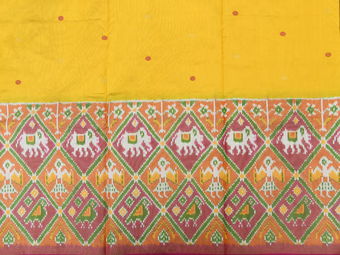 Big Tissue Border In Buttis Yellow Pochampally Silk Unstitched Pavadai Sattai Material
