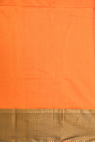 Big Zari Border In Buttis Marigold Orange Maheswari Silk Cotton Saree