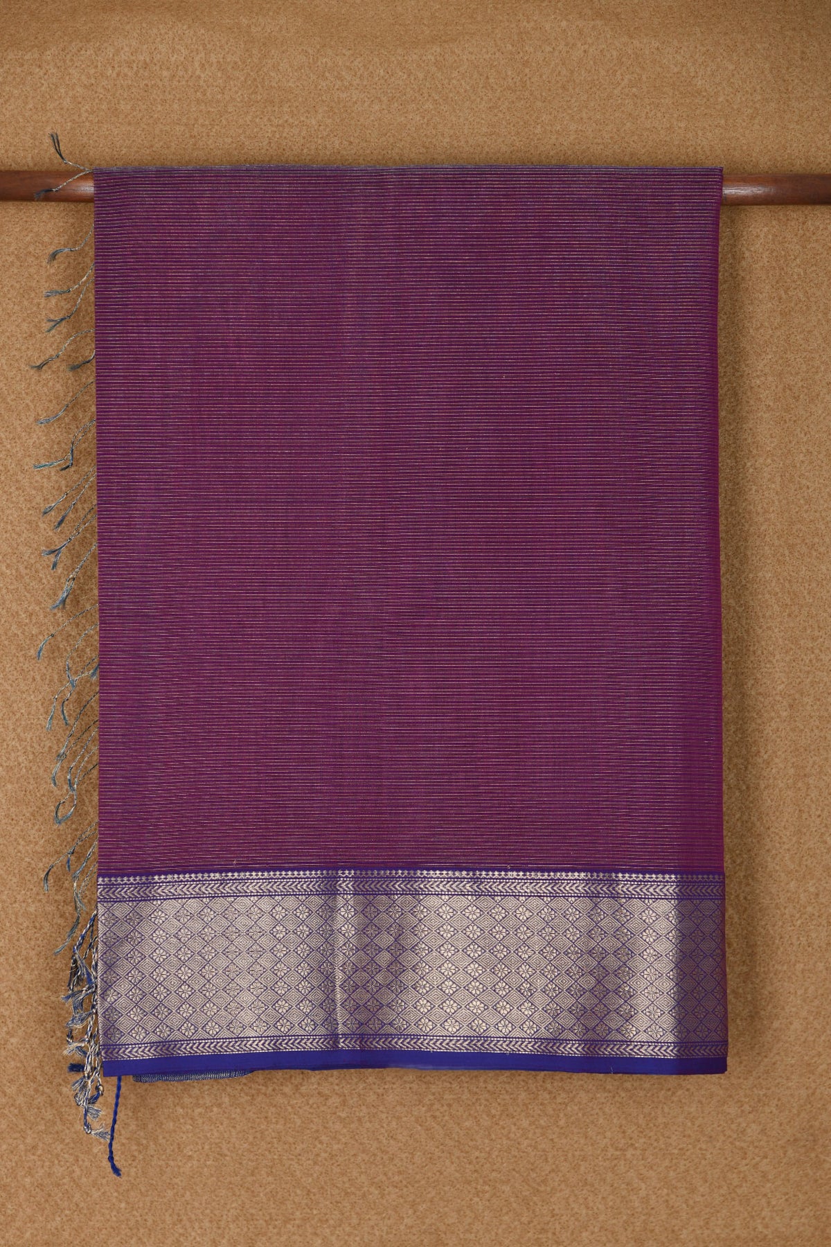 Zari Border In Stripes Purple Maheswari Silk Cotton Saree