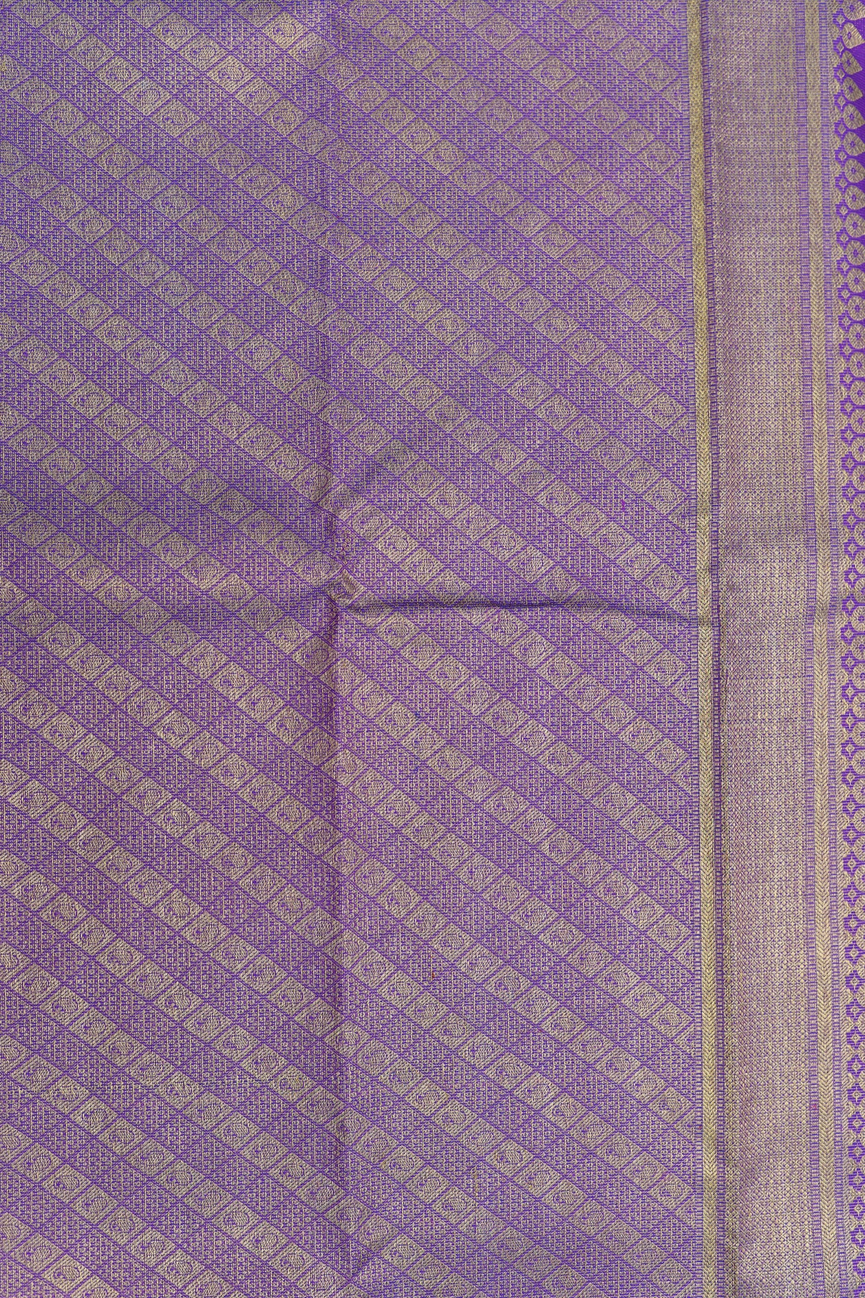 Stripes And Buttas With Big Zari Border Purple Kanchipuram Silk Saree