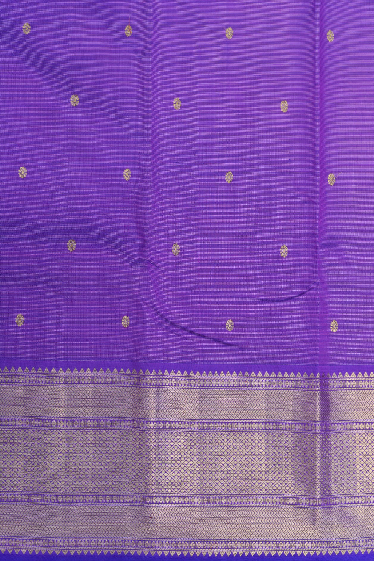 Stripes And Buttas With Big Zari Border Purple Kanchipuram Silk Saree