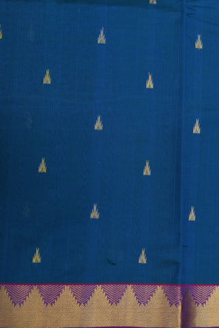 Bindi Buttis With Contrast Zari Border Azure Blue Silk Cotton Saree