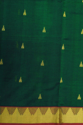 Bindi Buttis With Zari Border Forest Green Silk Cotton Saree