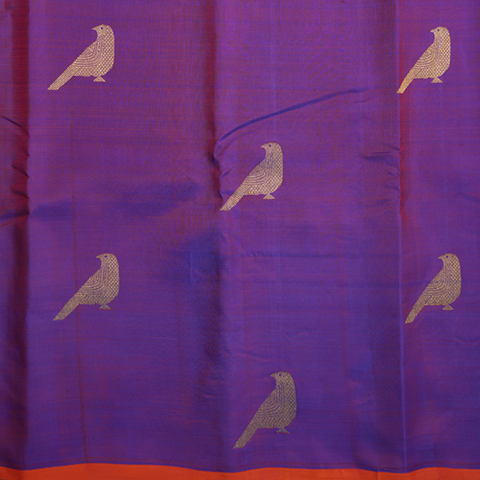 Birds Zari Motifs Purple Rose Kanchipuram Silk Saree