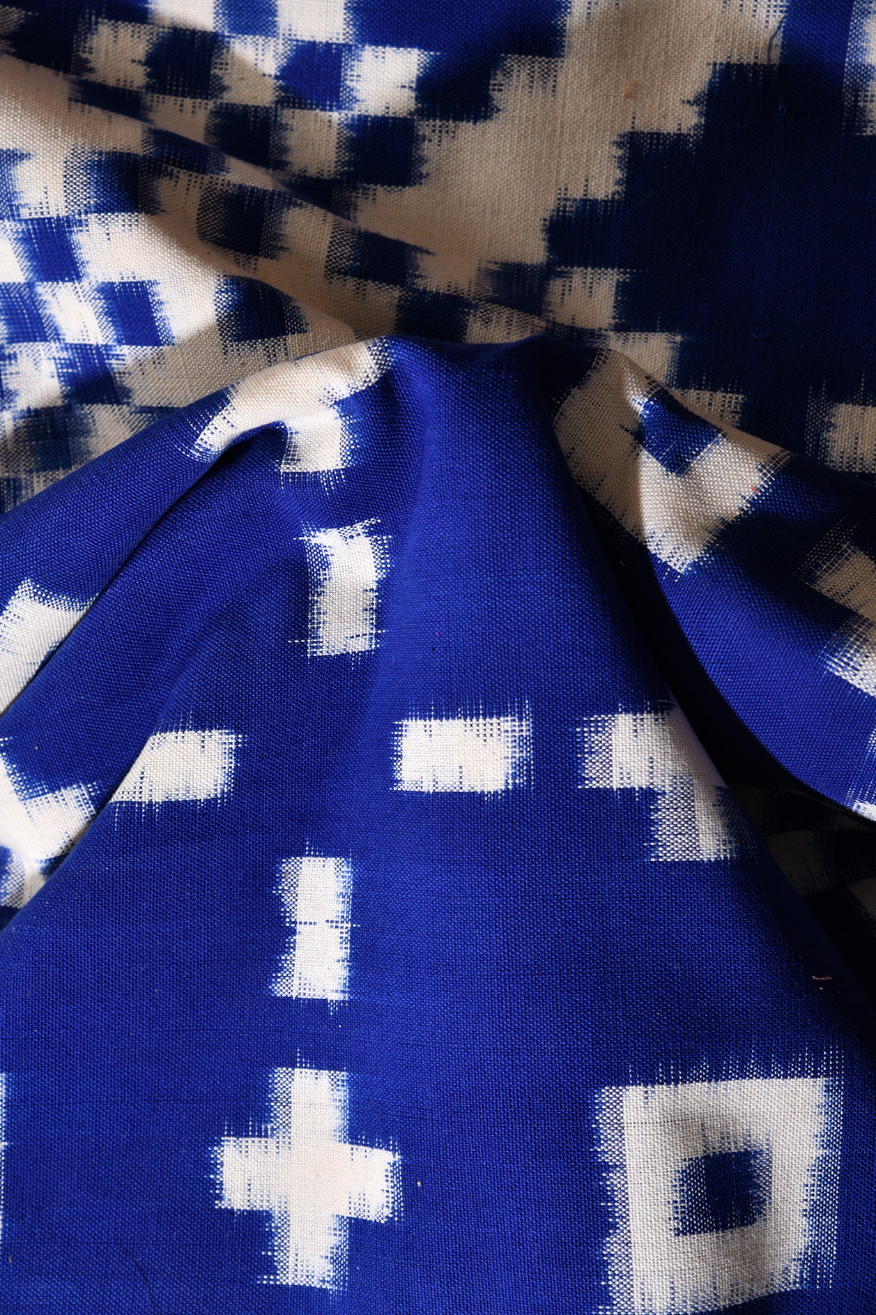 Blue Geometric Cotton Ikat Double Bedsheet